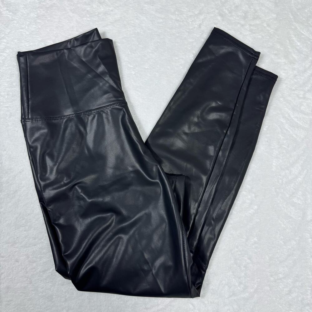 Faux Leather Pull-On Skinny‎ Leggings Black High Rise Women's Large Unbranded